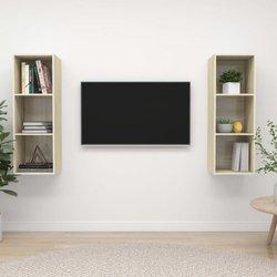 Mueble de TV de pared 2 piezas Sonoma Oak en conglomerado