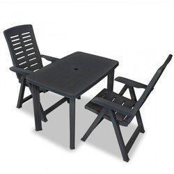 3 piezas de plástico antracita Bistro Set