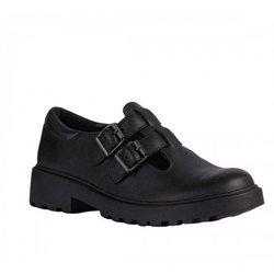 Geox Niña Casey Bailarina Colegial Cuero Zapatos 10 UK negro