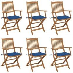 Conjunto 6 Silla de jardín VIDAXL Azul Madera (54x57x91 cm)