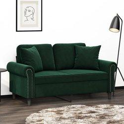 vidaXL Cojines decorativos 2 uds terciopelo verde oscuro 40x40 cm