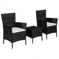 3 piezas negro Polyrattan Bistro Set