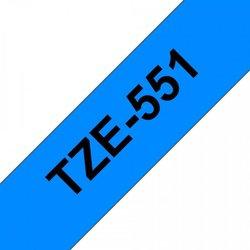 Cinta laminada Compatible Brother Tze551 Texto Negro / Fondo Azul 24Mm X 8M