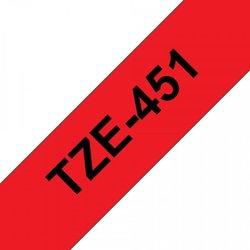 Cinta Laminada Compatible Brother Tze-451 - 24 Mm X 8 Metros Negro/Rojo