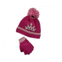 Conjunto de gorro y guantes de princesa para niñas One Size color rosa