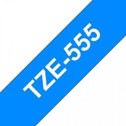 Cinta laminada Compatible Brother Tze555 Texto Blanco / Fondo Azul 24Mm X 8M