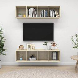 Mueble de TV de pared 2 piezas Sonoma Oak en conglomerado