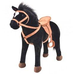 vidaXL Caballo de juguete de pie de peluche negro