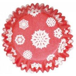 Estuches para muffins y cupcakes navideños con copos de nieve (Paquete de 54) One Size rojo/blanco