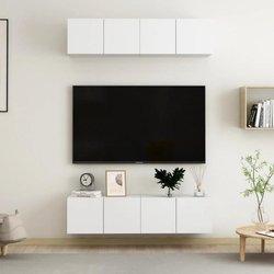 Mueble TV 4 piezas blanco 60x30x30 cm madera multicapa