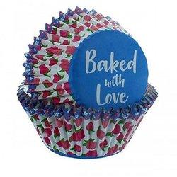 Cajas para muffins y cupcakes con capullos de rosa horneados con amor (Paquete de 25) One Size color rosa/azul