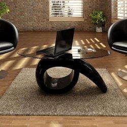 Mesita De Cafe VIDAXL Negro Cristal (115x64 cm)