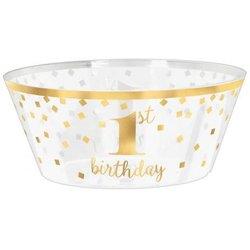 Cuenco desechable Confetti 1er cumpleaños One Size oro/blanco