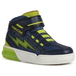 Zapatillas para niño Geox Grayjay con forro de cuero 1.5 UK azul oscuro/lima