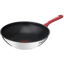 Sartén wok antiadherente de inducción de acero inoxidable rojo Tefal Edition (28cm) Lavavajillas Apto para horno Sin PFOA Plata