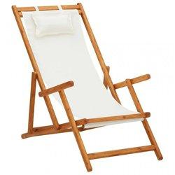 Silla de playa VIDAXL Crema Tela (60x127x95 cm)