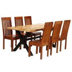 Conjunto De Comedor 7 Piezas Madera Maciza De Acacia Y Mango Vidaxl