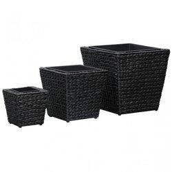 3 piezas negro trenzado Hyacinth Stand Up Camas