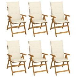 Conjunto 6 Silla de jardín VIDAXL Crema Madera (57x69x111 cm)