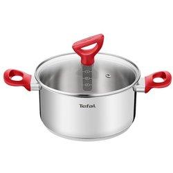 Olla de inducción de acero inoxidable roja Tefal Edition (18cm, 2.0L) Lavavajillas Apto para horno Sin PFOA Plata