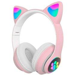 Auriculares orejas de gato bluetooth rosa