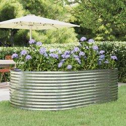 vidaXL Jardinera arriate acero recubrimiento polvo plata 212x140x68 cm