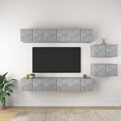 Vidaxl - Mueble de tv 8 piezas de aglomerado gris hormigón Gris