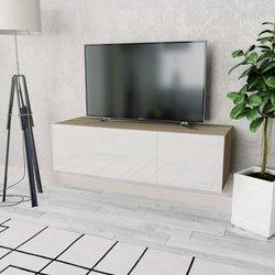 vidaXL Mueble para la televisión aglomerado blanco brillante y roble