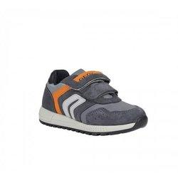 Zapatillas de deporte de cuero Alben para niños de Geox 1.5 UK naranja/gris