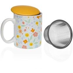 Taza con filtro para infusiones Versa Flandes Flores Arenisca