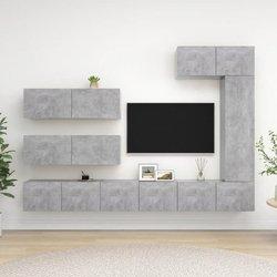 vidaXL Set muebles de salón TV 7 pzas madera ingeniería gris hormigón