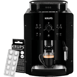 Cafetera superautomática - Krups Roma EA81K870, 1450 W, 15 bar, 1.7 L, 3 temperaturas, 2 tazas, Sistema Thermoblock, Kit de limpieza incluido, Negro