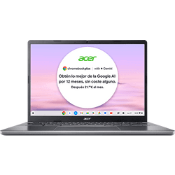 Portátil - Acer Chromebook Plus 514 CB514-3H con Google AI, 14" WUXGA, AMD Ryzen™ 5 7520C, 8GB RAM, 256GB SSD, Radeon™ 610M, ChromeOS