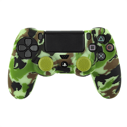 Funda - FR-TEC Camo Woodland, Para PS4 + Grips, Silicona