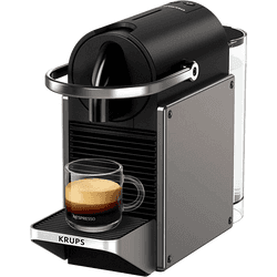 Cafetera de cápsulas - Krups Pixie Redesign Titan XN306T10, 1260 W, 19 Bar, 0.7 L, 2 Opciones café, Apagado automático, Titán