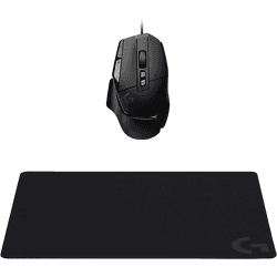 Ratón gaming - Combo Logitech G G502 X + Alfombrilla G240, 25.600ppp, Base antideslizante, Interruptores, Botones programables, Negro