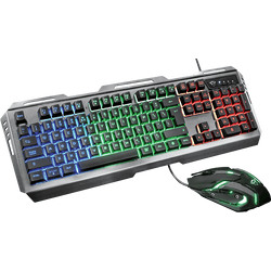 Pack gaming - Trust GXT 845 TURAL, Gaming, Cable, USB, Retroiluminado, Teclas programables, Macros