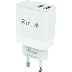 muvit for change cargador de pared 2 USB 3.4A/18W blanco