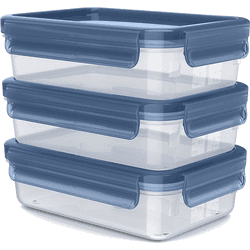 Tupper - Tefal N1171718, Pack de 3, Rectangular, 0.8 l, Transparente