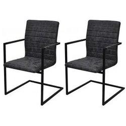 2 PC Black Leap Sillas de comedor en cuero