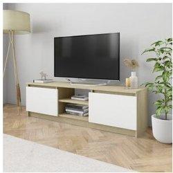 Mueble TV Sonoma roble blanco 120x30x35,5 cm de madera multicapa