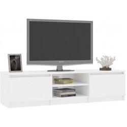 Mueble TV blanco pulido 140x40x35,5 cm de madera multicapa