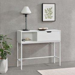 Mesa Consola De Metal Y Mdf Tranemo 92 X 30 X 80 Cm Blanco [en.casa]