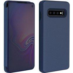 Funda Efecto Espejo Samsung Galaxy S10 Tapa translúcida F. Soporte Azul oscuro