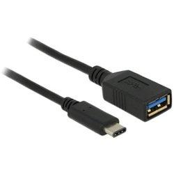 Cable USB DELOCK USB C/USB A 0.15 m Macho/Hembra Negro