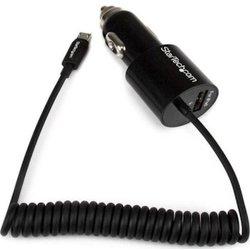 StarTech.com Cargador USB de 2 Puertos para Coche con Cable Micro USB y puerto USB - Negro