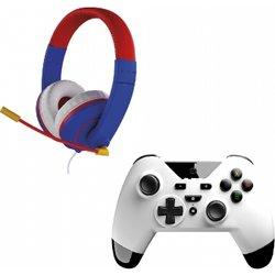 Pack Mando bluetooth WX-4 Blanco + Auricular Diadema Xh-100 Roja/Azul