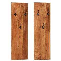 Percha de pared 2 piezas de madera maciza de Acacia 36x3x110cm