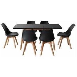 Conjunto de mesa extensible 120/160cm helga y 6 sillas nora