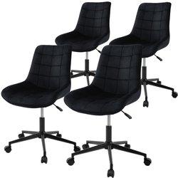 4x Silla de oficina, ergonómico de terciopelo negro con ruedas ML-DESIGN